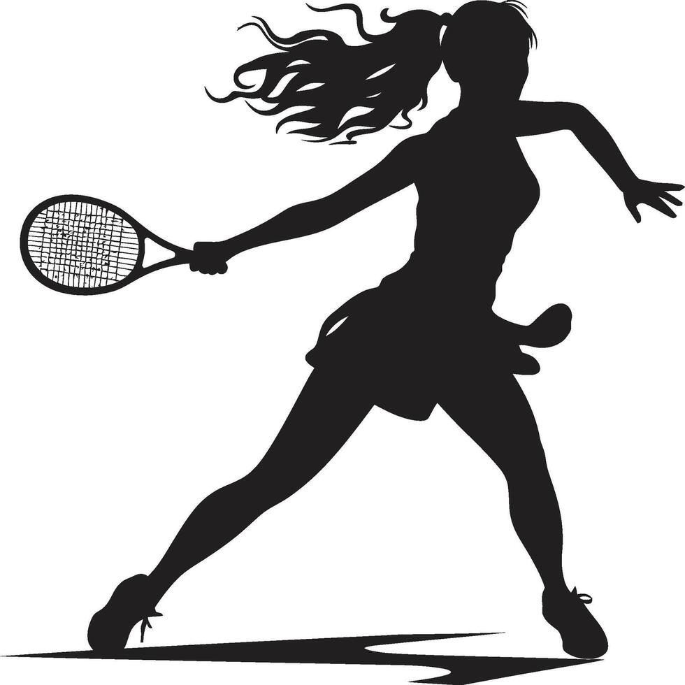 Corte carisma vector icono para De las mujeres tenis estrellas grandioso golpe glamour elegante tenis jugador logo en vector