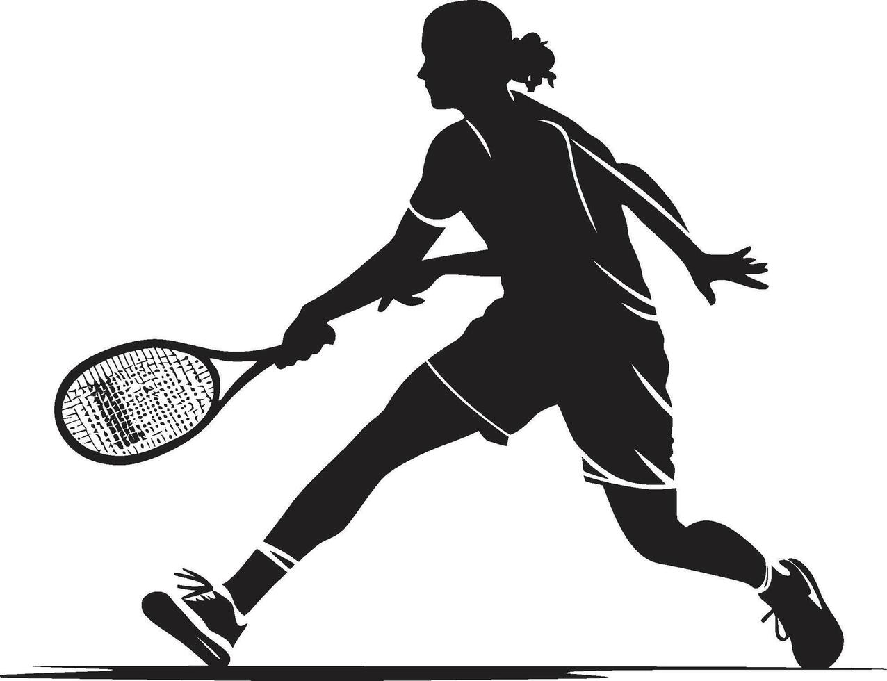 Racket Radiance Vector Logo Design for Female Tennis Brilliance Dynamic Diva Tennis Player Icon in Vector Artistry