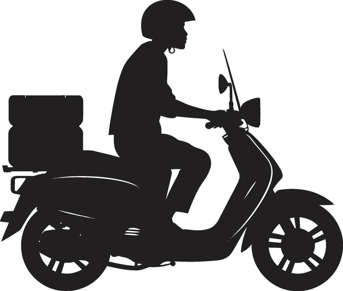 Quick Cuisine Courier Scooter Man Icon for Swift Food Drop offs Flavor Flyer Fleet Vector Design for Scooter Food Delivery Service