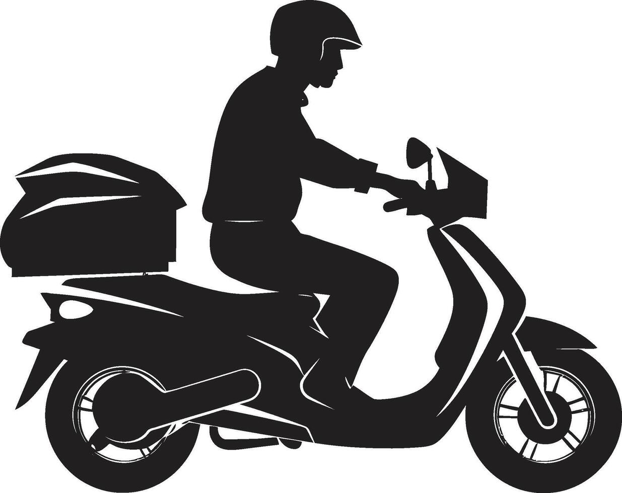 Urban Dash Diner Speedy Vector Logo for Scooter Food Delivery Quick Cuisine Courier Scooter Man Icon for Swift Food Drop offs