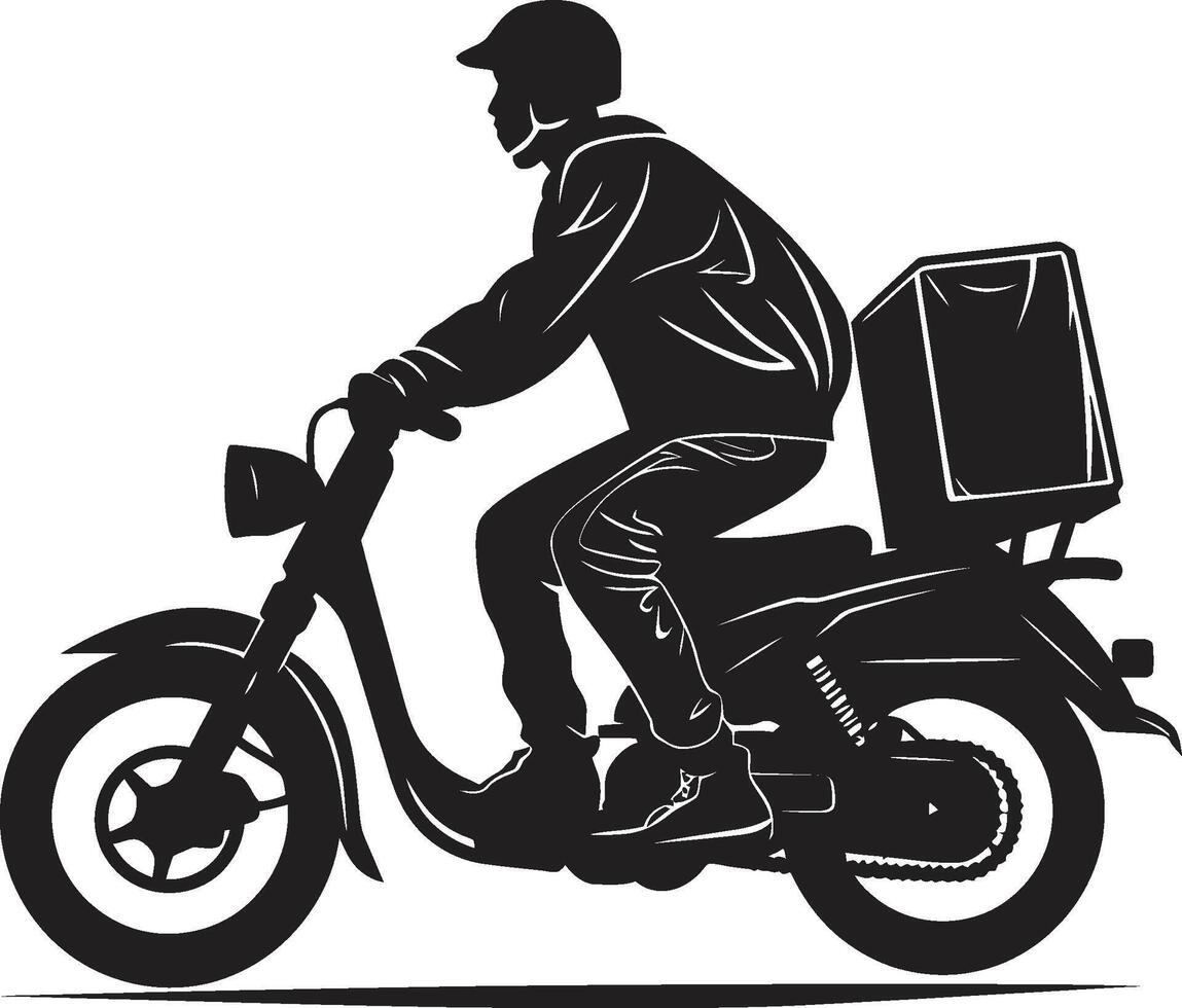 Scoot and Savor Express Food Delivery Vector Logo on Scooter Fast Lane Feasts Scooter Delivery Man Icon in Vector