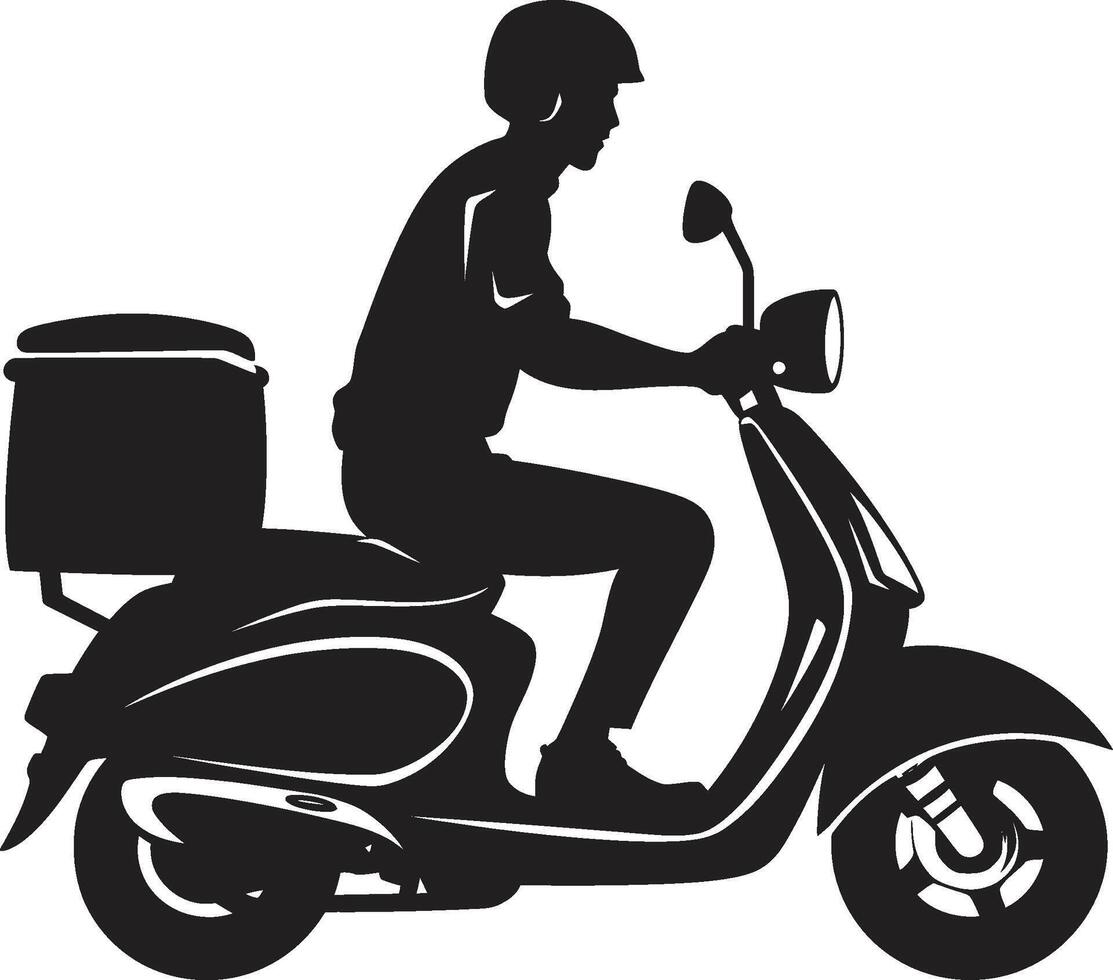 Street Satisfier Scooter Vector Design for Quick Food Deliveries Scoot and Savor Speedster Food Delivery Vector Icon on Scooter