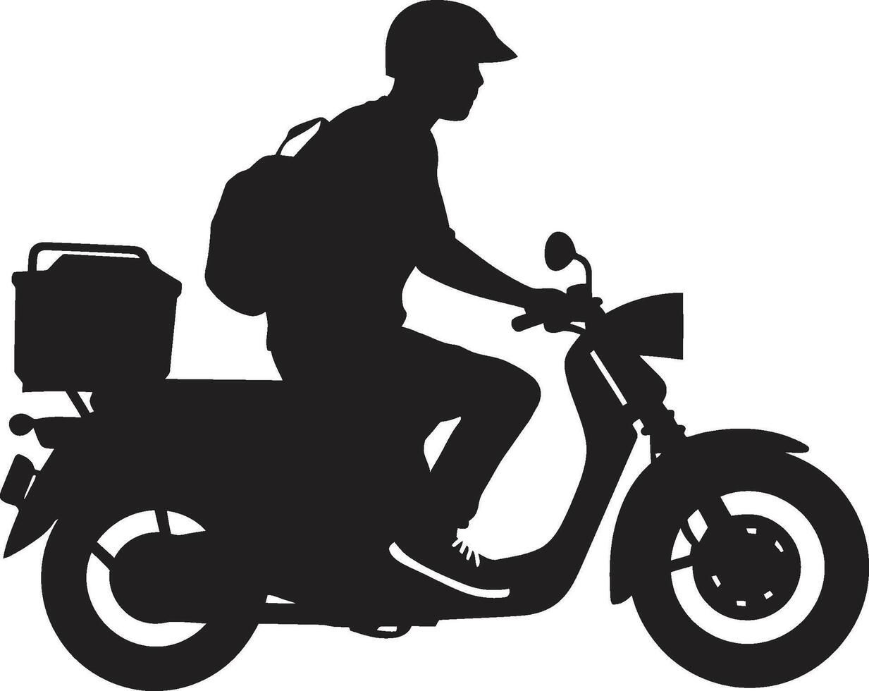 Street Savory Sprinter Vector Logo for Scooter Food Express Urban Munch Cruiser Scooter Delivery Man Icon in Vector