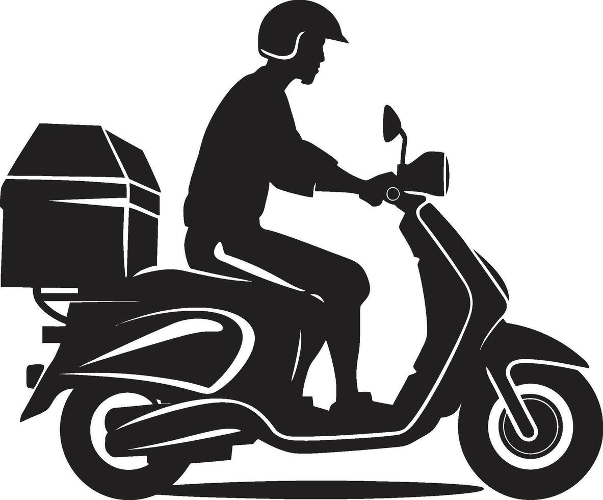Fast Lane Feasts Scooter Delivery Man Icon in Vector Urban Flavor Express Vector Logo Design for Scooter Food Delivery