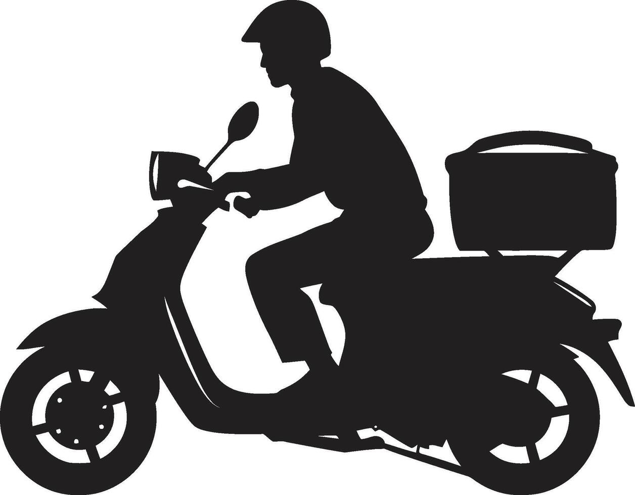 Quick Cuisine Courier Scooter Man Icon for Swift Food Drop offs Street Spice Speedster Vector Design for Scooter Food Deliveries