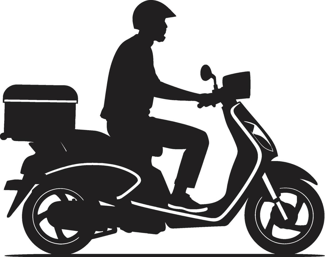 Rapid Munch Messenger Vector Logo for Scooter Food Drop offs Swift Savory Shuttle Scooter Delivery Man Vector Logo