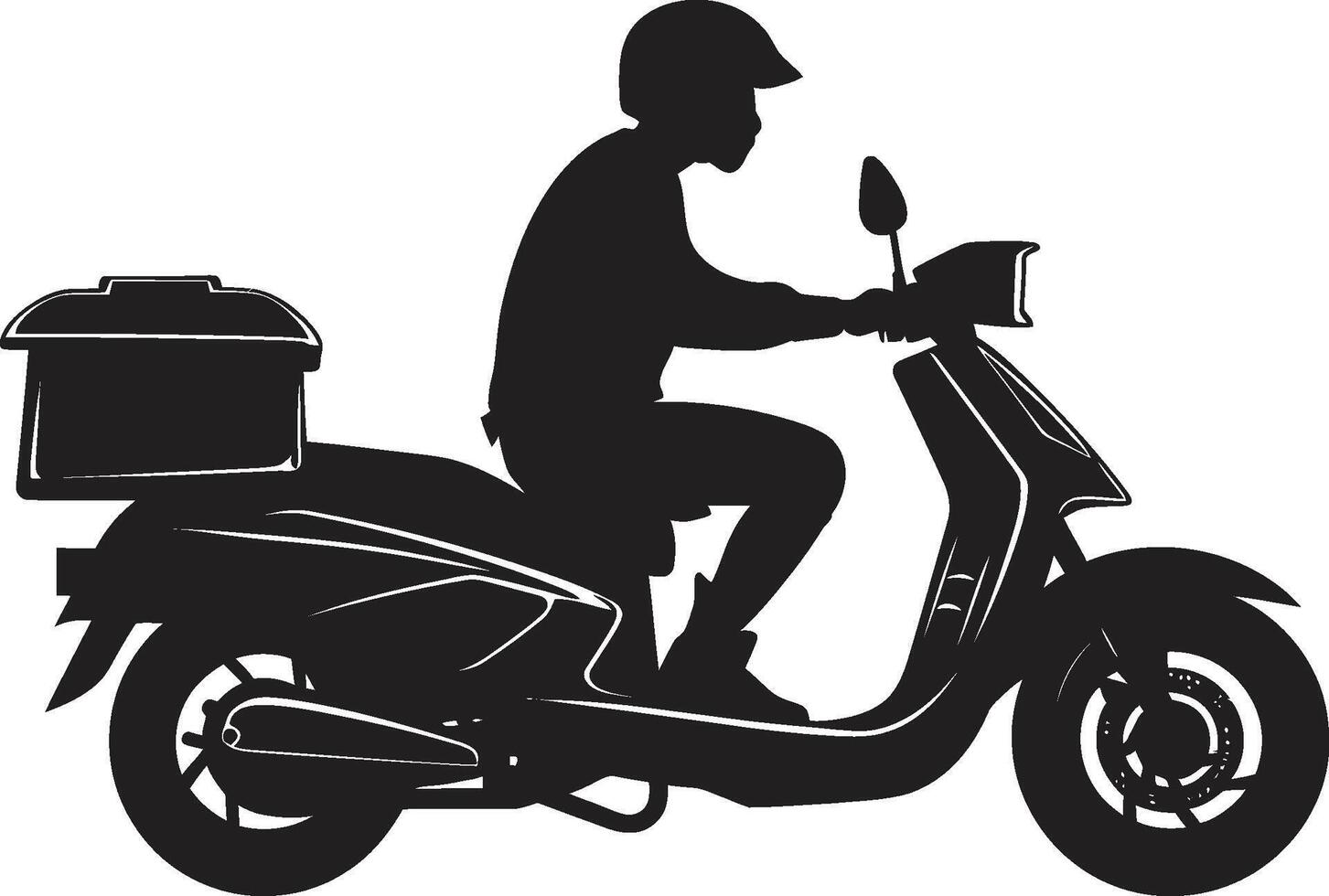 Quick Cuisine Courier Scooter Man Icon for Swift Food Drop offs Flavor Flyer Fleet Vector Design for Scooter Food Delivery Service