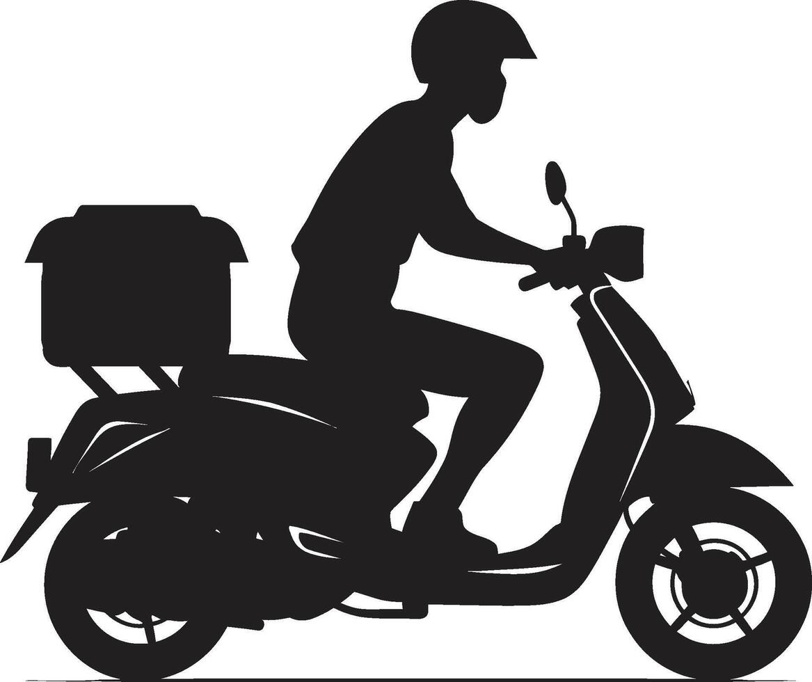 Street Feast Fleet Vector Logo Design for Scooter Food Delivery Quick Byte Courier Scooter Man Icon for Speedy Food Drop offs