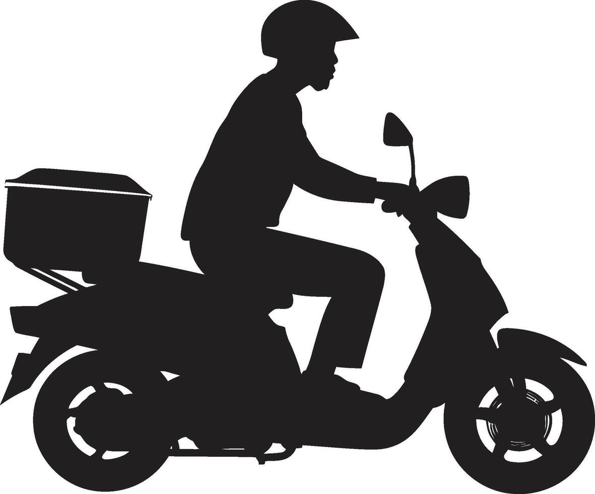 Urban Dash Diner Speedy Vector Logo for Scooter Food Delivery Quick Cuisine Courier Scooter Man Icon for Swift Food Drop offs