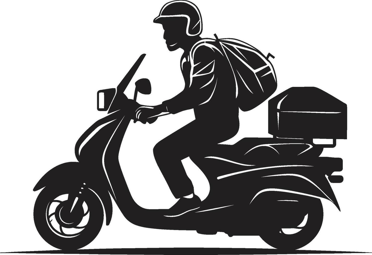 Rushed Repasts Rider Scooter Man Icon for Fast Food Drop offs Street Spice Speedster Vector Design for Scooter Food Deliveries