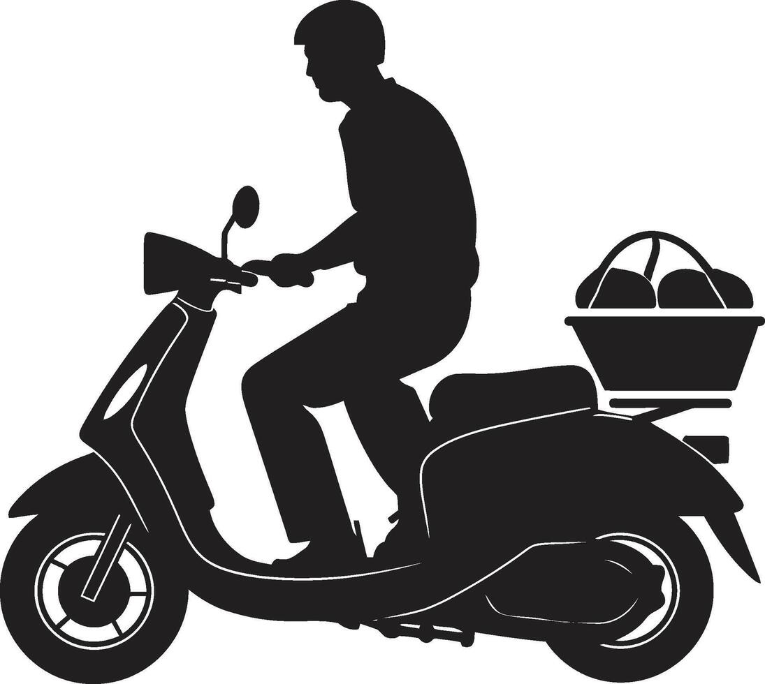 Rapid Rollin Repasts Vector Design for Scooter Food Delivery Express Eateries Glide Scooter Icon for Quick Food Deliveries