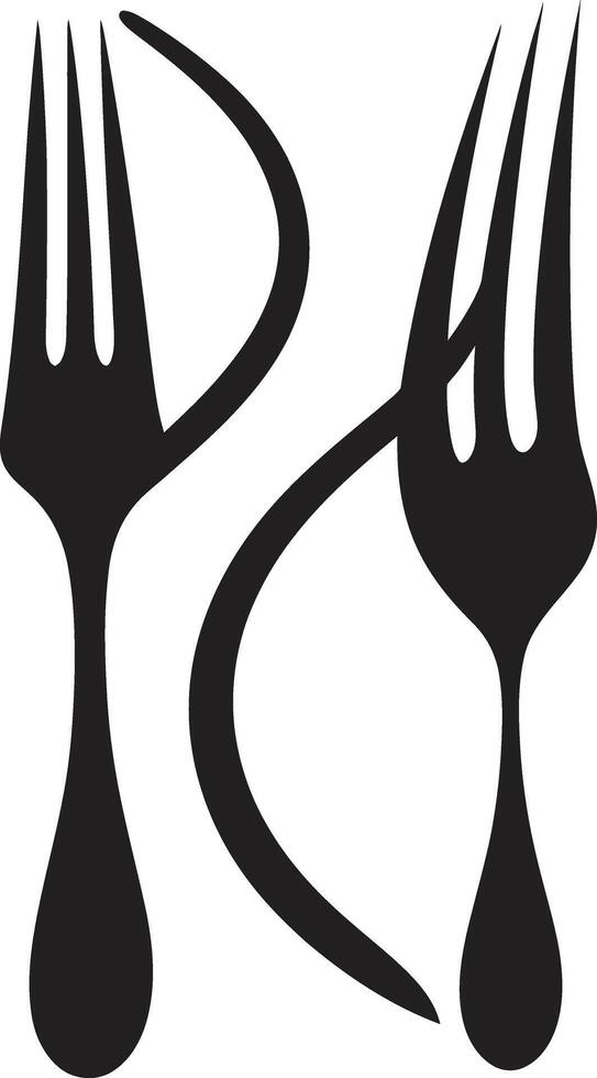 utensilio elegancia Insignia vector diseño para sofisticado culinario representación culinario arte cresta tenedor y cuchillo icono en artístico vector estilo