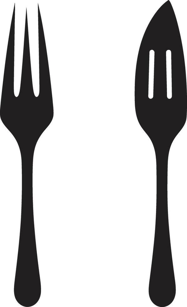 gastrónomo comida insignias tenedor y cuchillo icono en vector arte culinario sinfonía cresta elegante vector diseño para comida excelencia