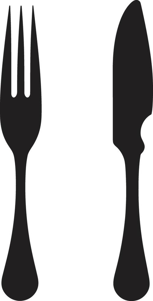 utensilio elegancia Insignia vector diseño para sofisticado culinario representación culinario arte cresta tenedor y cuchillo icono en artístico vector estilo