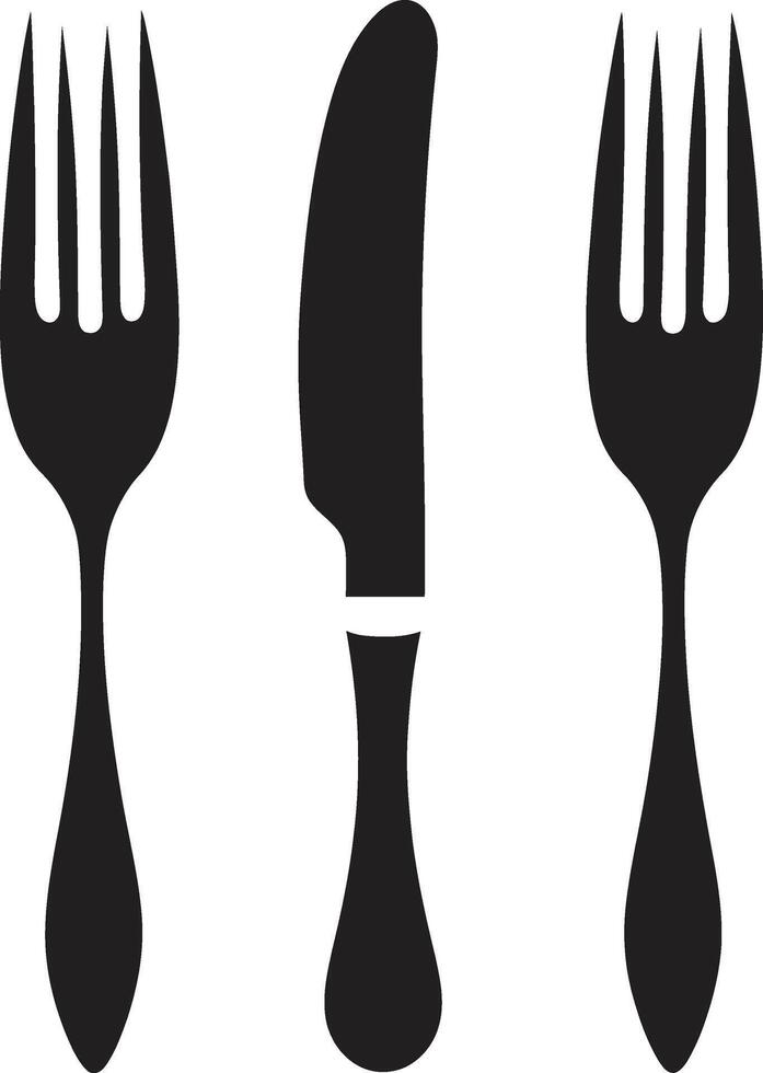 utensilio elegancia Insignia vector diseño para sofisticado culinario representación culinario arte cresta tenedor y cuchillo icono en artístico vector estilo