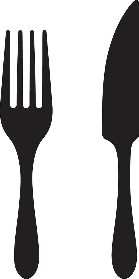 pequeño restaurante espada Insignia tenedor y cuchillo icono en elegante vector arte epicúreo etiqueta emblema vector logo para refinado comida símbolo