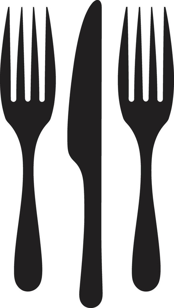 utensilio elegancia Insignia vector diseño para sofisticado culinario representación culinario arte cresta tenedor y cuchillo icono en artístico vector estilo