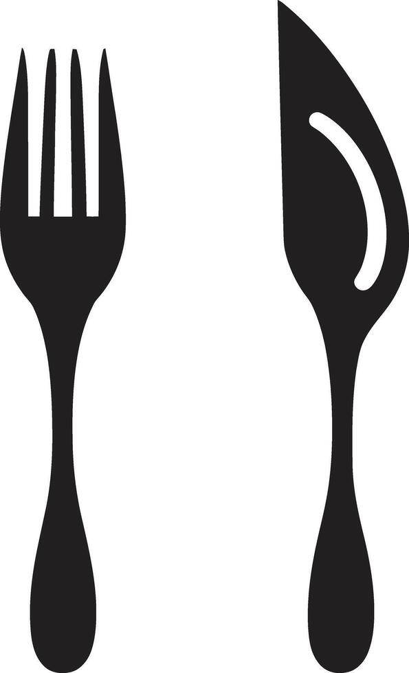 utensilio elegancia Insignia vector diseño para sofisticado culinario representación culinario arte cresta tenedor y cuchillo icono en artístico vector estilo