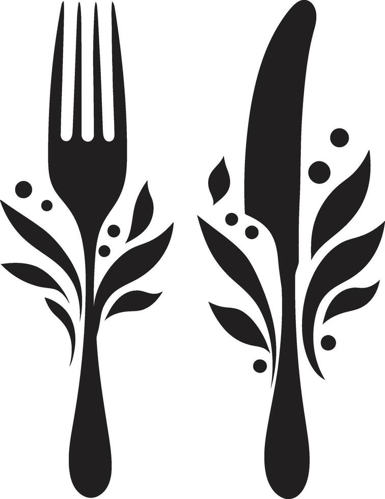 Culinary Craft Crest Fork and Knife Icon in Vector Artistry Cutlery Elegance Crest Vector Logo for Sophisticated Culinary Design