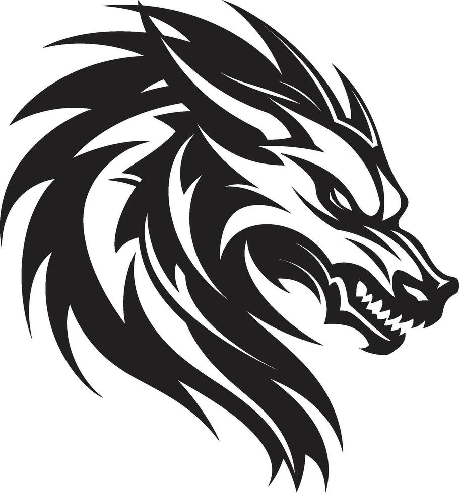 Imperial Guardian Crest Kuei Dragon Vector Icon in Mythical Splendor Ethereal Essence Insignia Vector Logo for Kuei Dragon Spirit