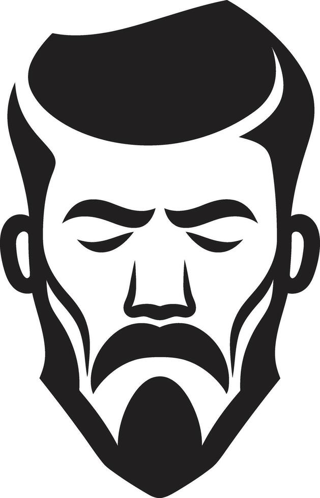 Chiseled Charm Badge Vector Design for Handsome Male Face Logo Expressive Elegance Crest Male Face Icon in Artistic Detail