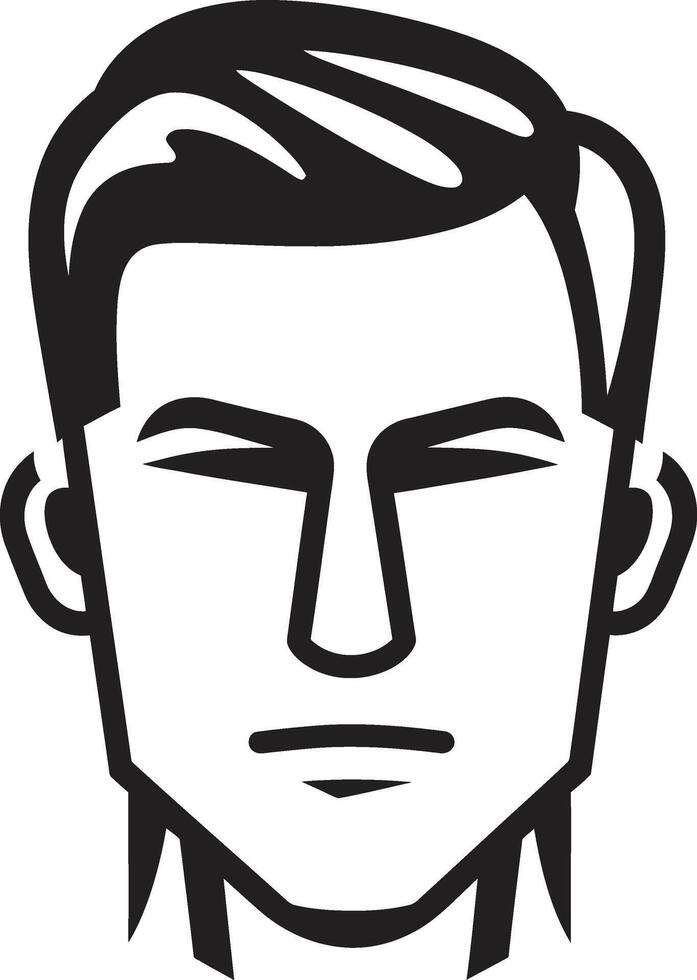 Contemporary Charisma Crest Male Face Icon in Modern Artistic Form Rugged Resilience Insignia Vector Design for Strong Male Face Logo