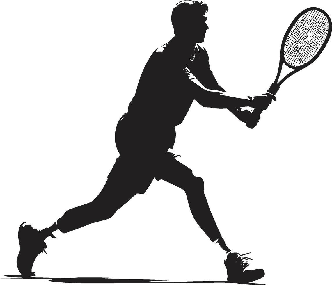 Racket Renegade Badge Tennis Player Vector Logo for Bold Competitor Slam Dunk Smash Crest Male Tennis Player Icon for Explosive Play