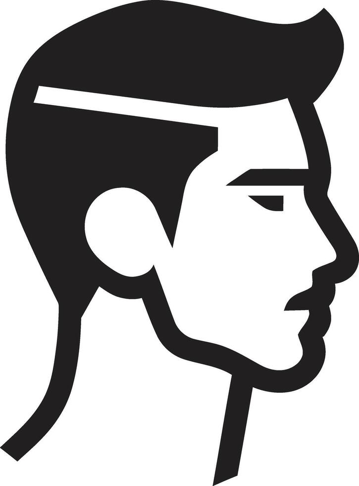 expresivo elegancia cresta masculino cara icono en artístico detalle negrita mirada insignias vector logo para confidente masculino cara ilustración