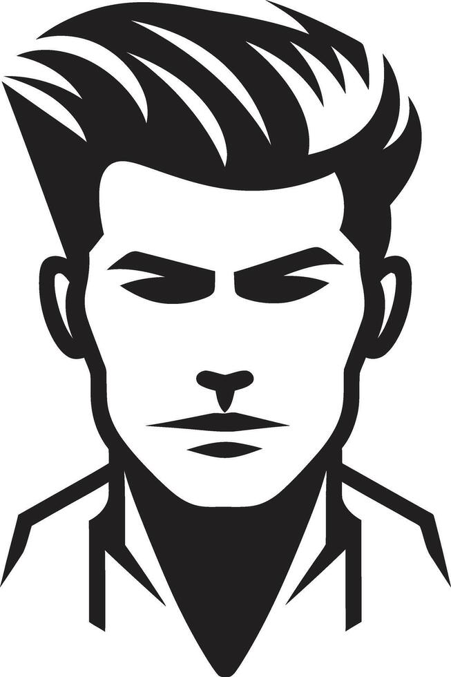 Contemporary Charisma Crest Male Face Icon in Modern Artistic Form Rugged Resilience Insignia Vector Design for Strong Male Face Logo