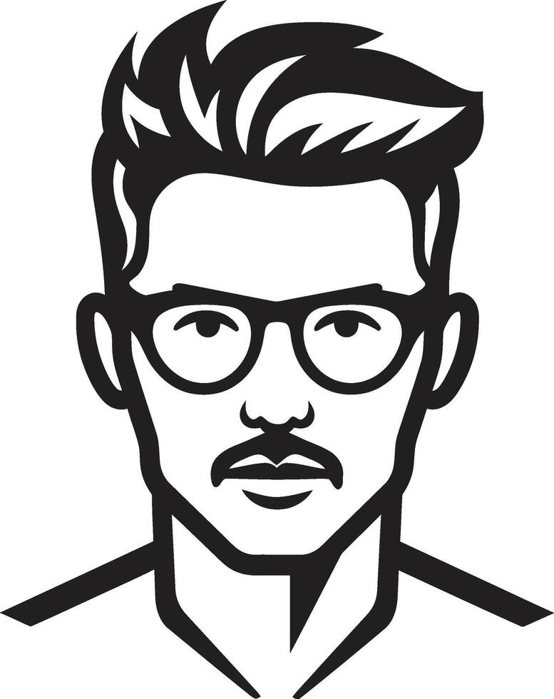 Bold Gaze Badge Vector Logo for Confident Male Face Illustration Sculpted Sophistication Crest Male Face Vector Icon with Refined Features
