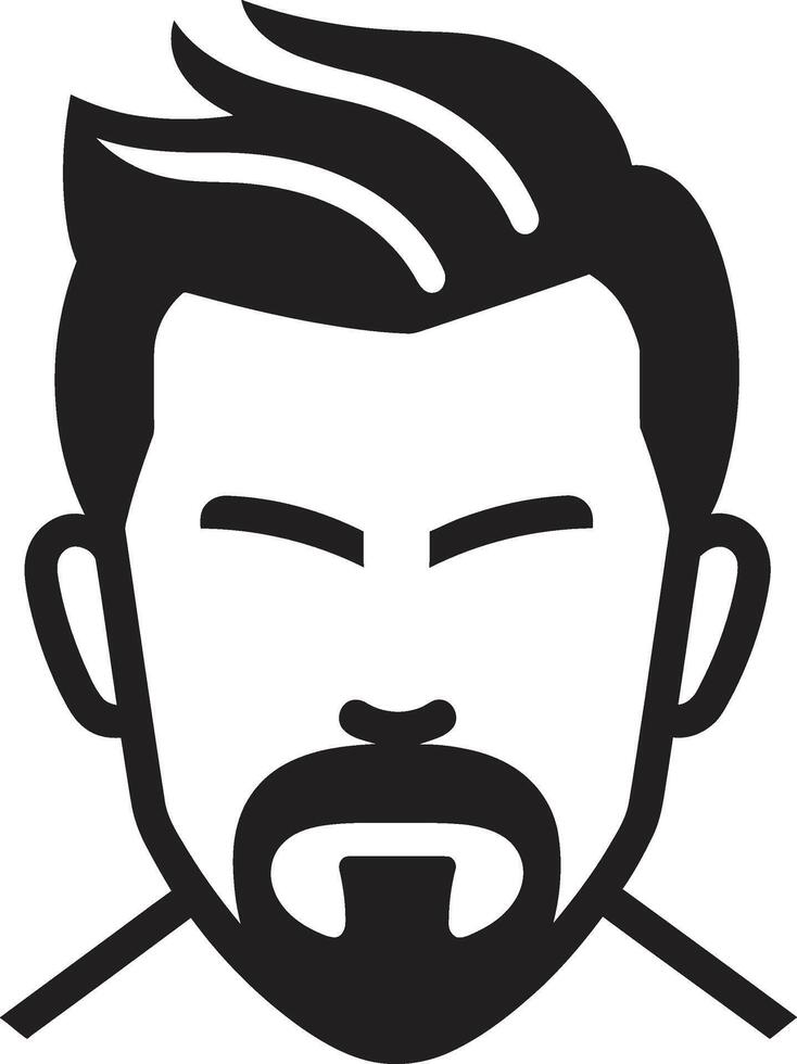 Striking Symmetry Badge Vector Logo for Balanced Male Face Illustration Contemporary Charisma Crest Male Face Icon in Modern Artistic Form