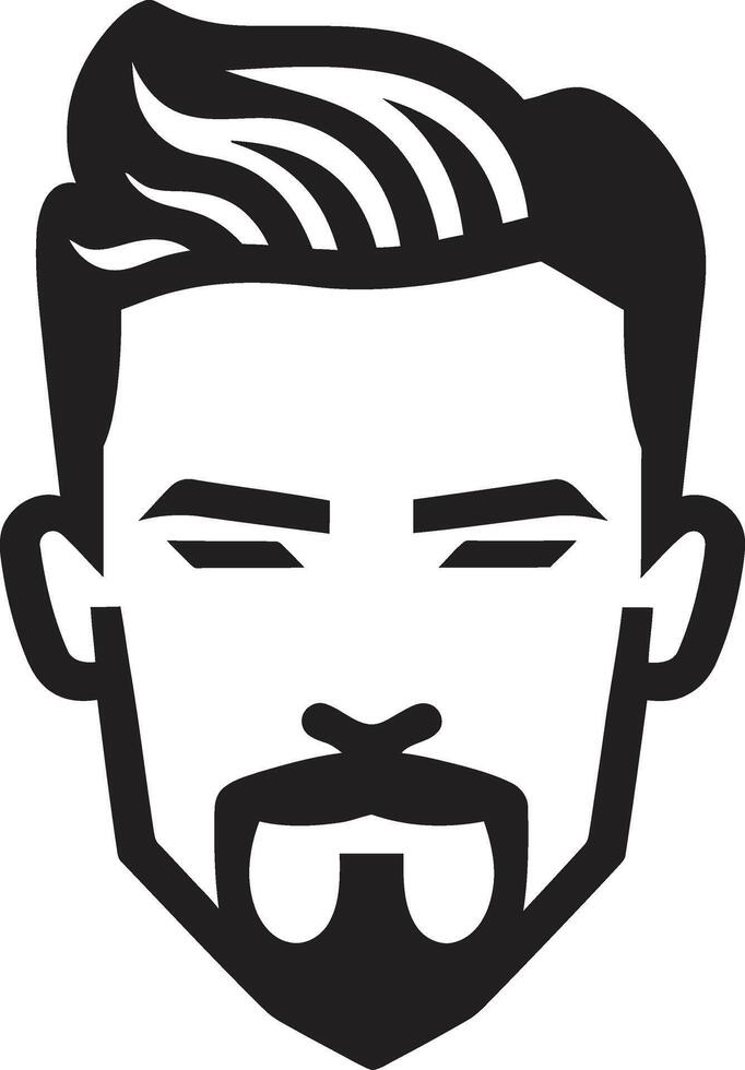 Sculpted Sophistication Crest Male Face Vector Icon with Refined Features Dapper Demeanor Insignia Vector Design for Fashionable Male Face Logo
