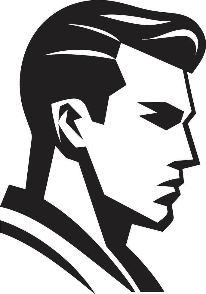 Sculpted Sophistication Badge Male Face Vector Icon with Refined Features Dapper Demeanor Crest Vector Design for Fashionable Male Face Logo