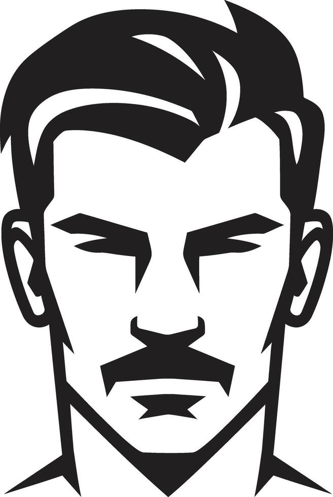 Bold Gaze Crest Vector Logo for Confident Male Face Illustration Sculpted Sophistication Insignia Male Face Vector Icon with Refined Features