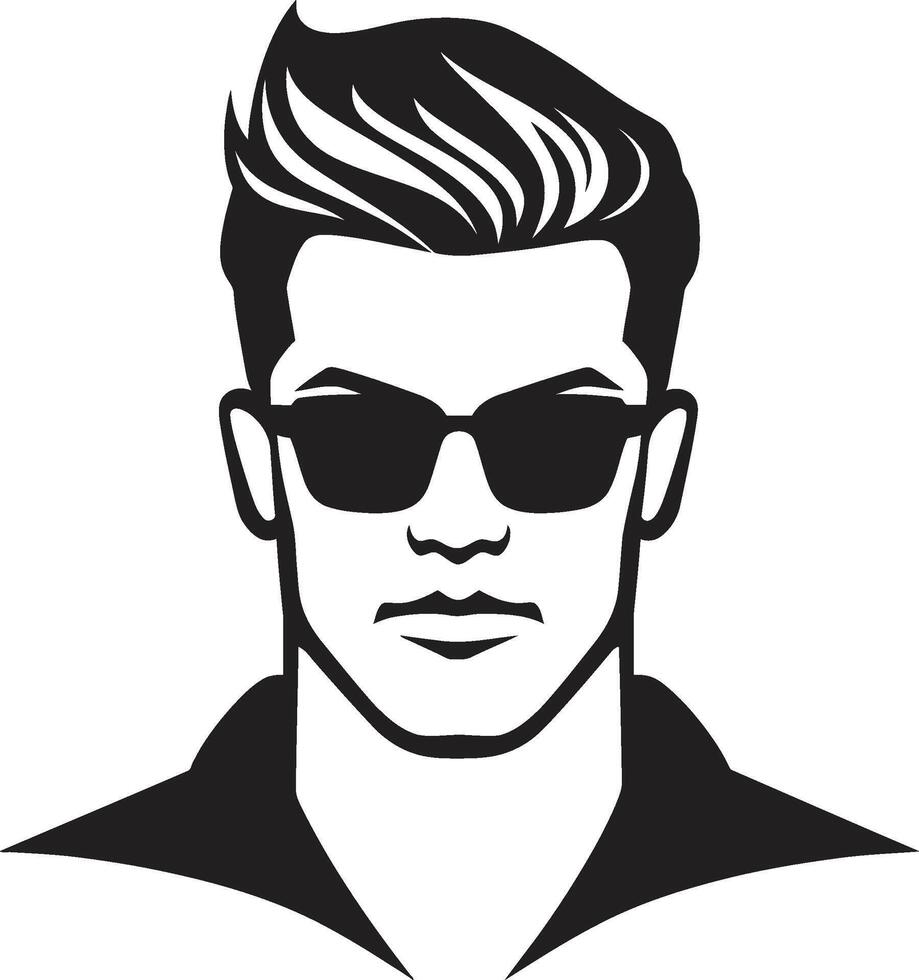 Rugged Resilience Badge Vector Design for Strong Male Face Logo Artistic Allure Crest Male Face Vector Icon with Creative Flair