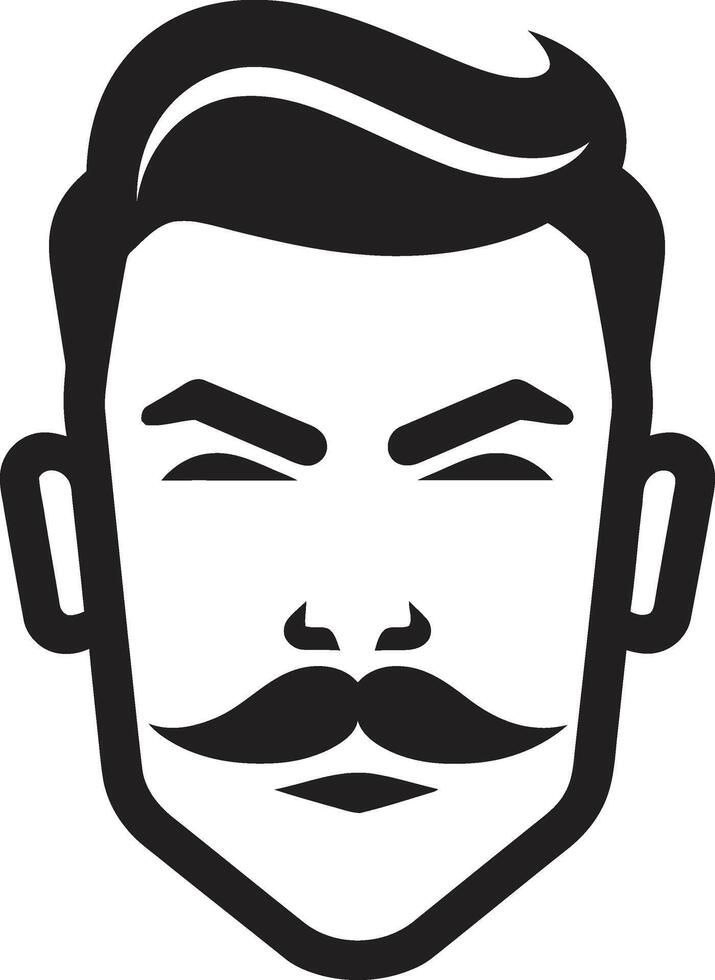 Expressive Elegance Insignia Male Face Icon in Artistic Detail Bold Gaze Crest Vector Logo for Confident Male Face Illustration