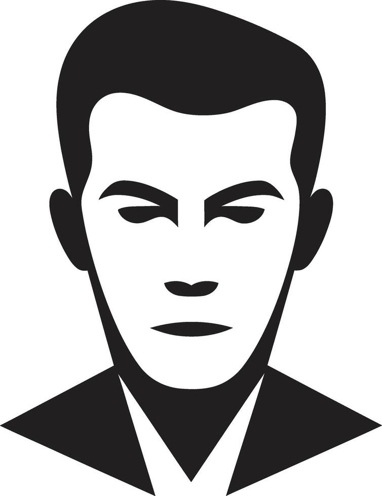 Sculpted Sophistication Badge Male Face Vector Icon with Refined Features Dapper Demeanor Crest Vector Design for Fashionable Male Face Logo
