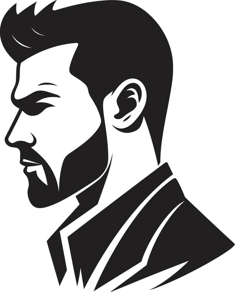 Genteel Gaze Crest Vector Logo for Elegant Male Face Illustration Suave Silhouette Insignia Stylish Male Face Icon with Smooth Lines