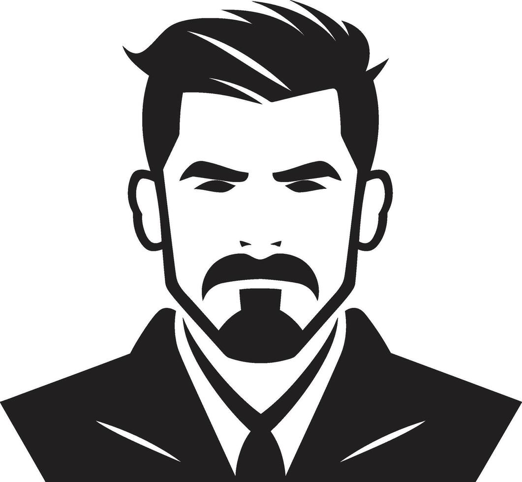 Chiseled Charm Badge Vector Design for Attractive Male Face Logo Expressive Elegance Crest Male Face Icon in Artistic Detail
