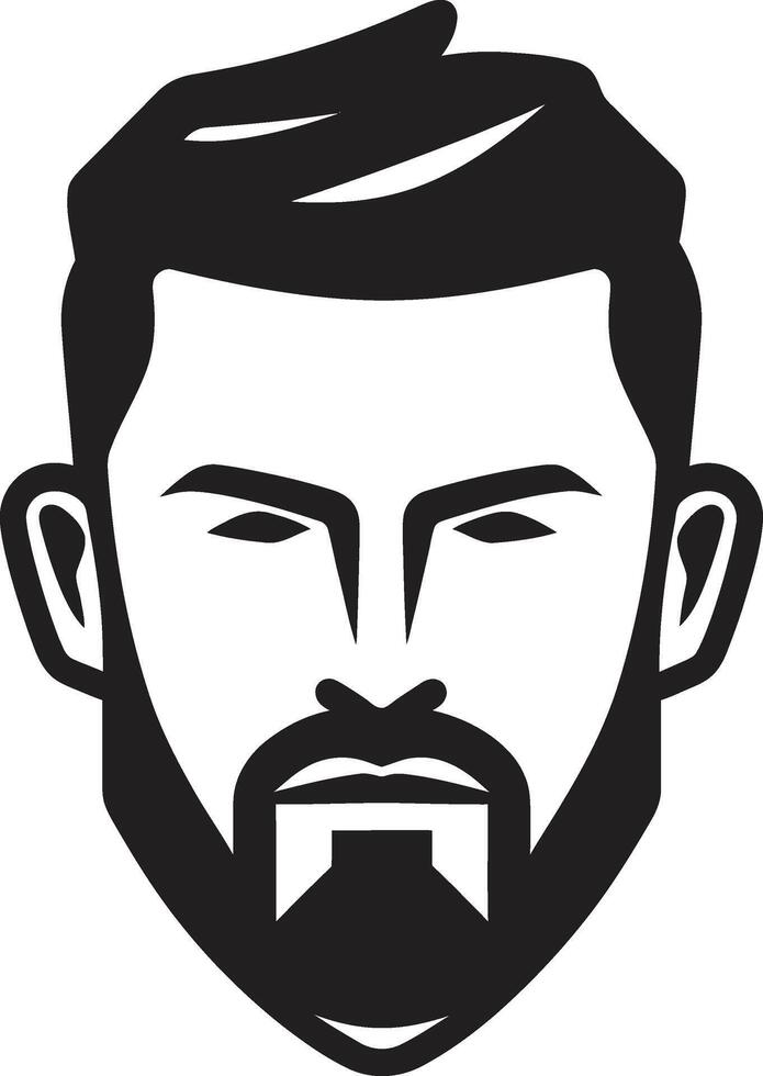 Expressive Elegance Insignia Male Face Icon in Artistic Detail Bold Gaze Badge Vector Logo for Confident Male Face Illustration