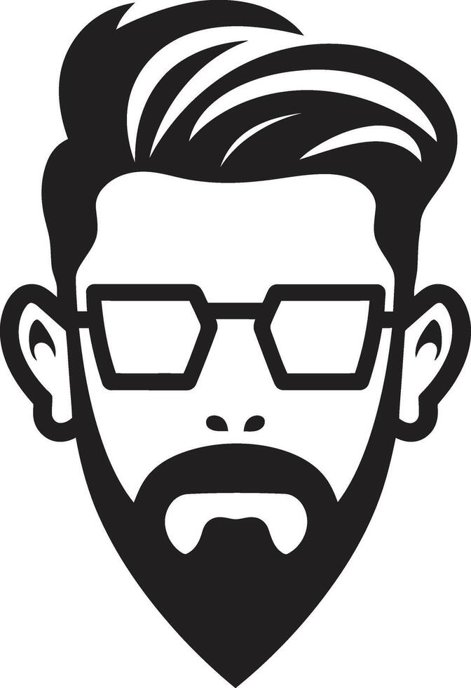 Sculpted Sophistication Crest Male Face Vector Icon with Refined Features Dapper Demeanor Insignia Vector Design for Fashionable Male Face Logo