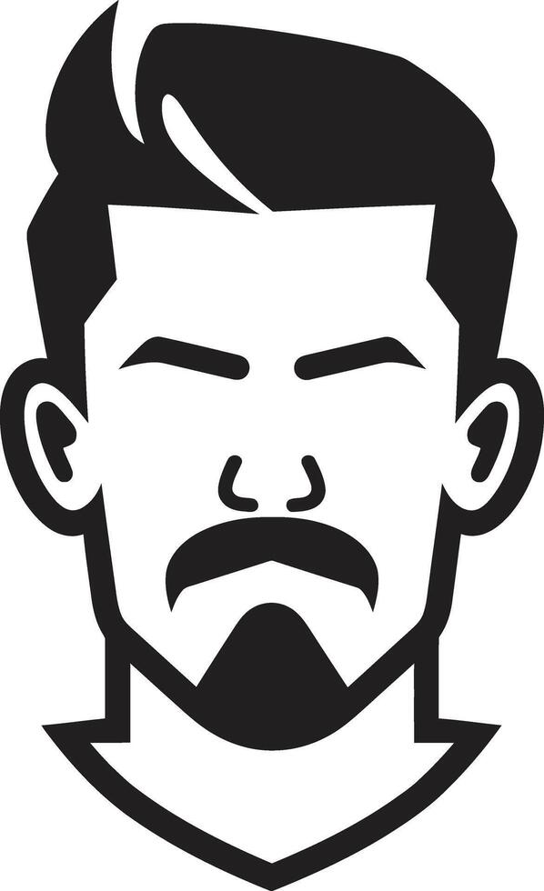 Genteel Gaze Insignia Vector Logo for Elegant Male Face Illustration Suave Silhouette Badge Stylish Male Face Icon with Smooth Lines