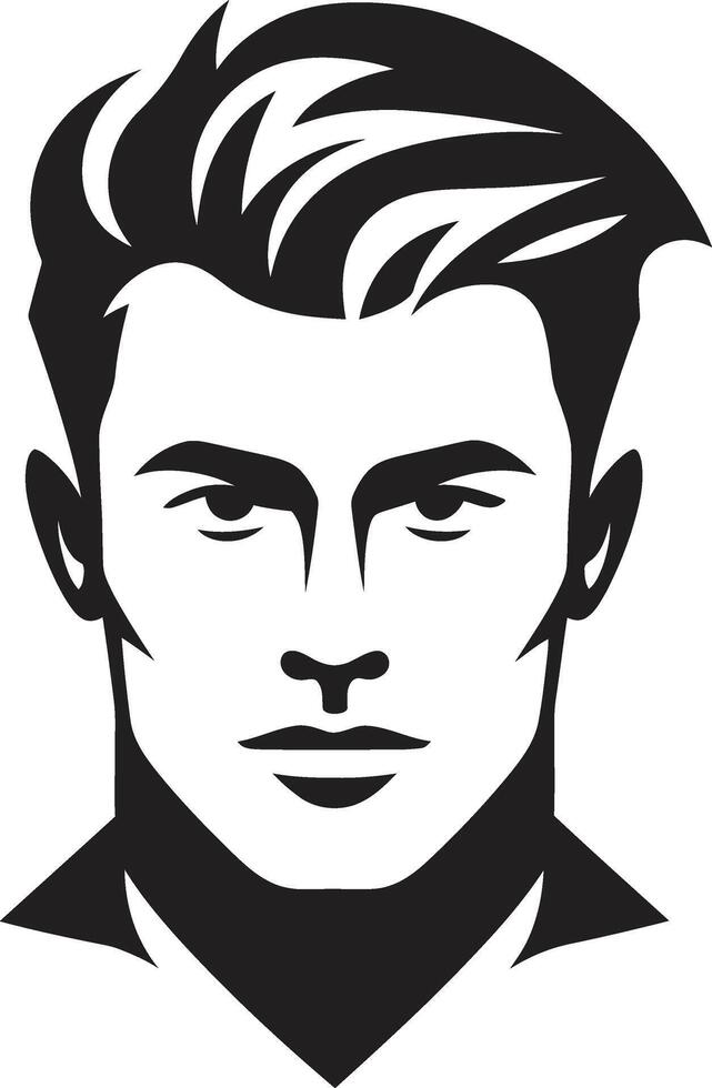 Modern Masculinity Insignia Stylish Male Face Vector Icon for Contemporary Appeal Chiseled Charm Badge Vector Design for Handsome Male Face Logo