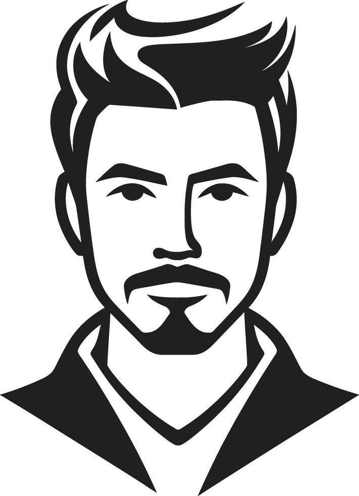 Sculpted Serenity Insignia Vector Design for Calm Male Face Logo Timeless Trademark Badge Classic Male Face Vector Icon for Iconic Branding