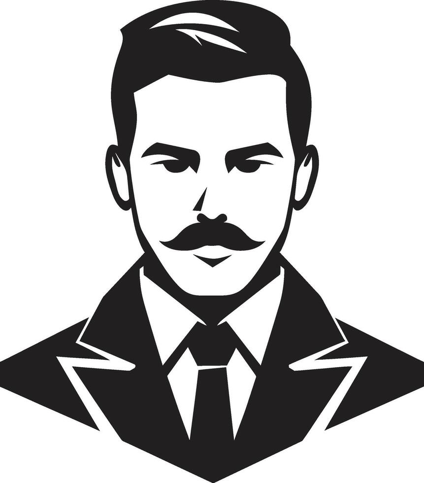 Poised Profile Crest Vector Logo for Graceful Male Face Illustration Contemporary Confidence Insignia Male Face Icon with Bold Presence