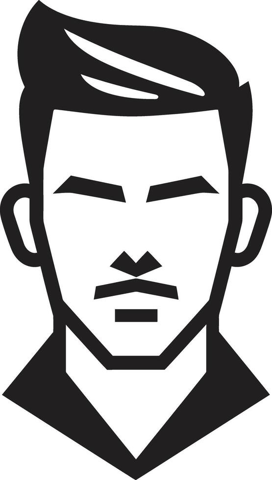 Bold Gaze Crest Vector Logo for Confident Male Face Illustration Sculpted Sophistication Insignia Male Face Vector Icon with Refined Features