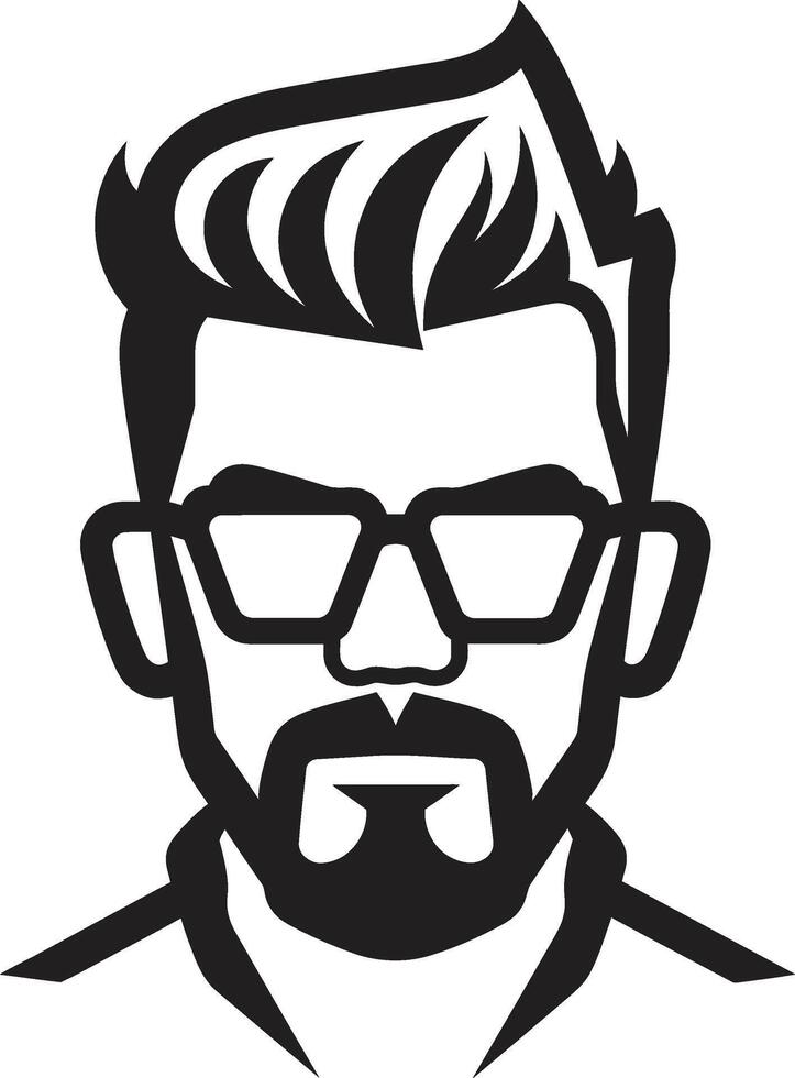 Contemporary Charisma Badge Male Face Icon in Modern Artistic Form Rugged Resilience Crest Vector Design for Strong Male Face Logo