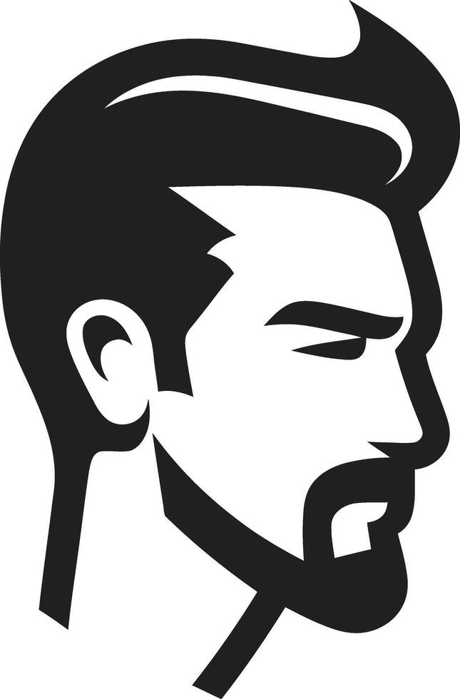 Chiseled Charm Insignia Attractive Male Face Icon in Striking Detail Suave Silhouette Badge Stylish Male Face Vector Design with Smooth Lines
