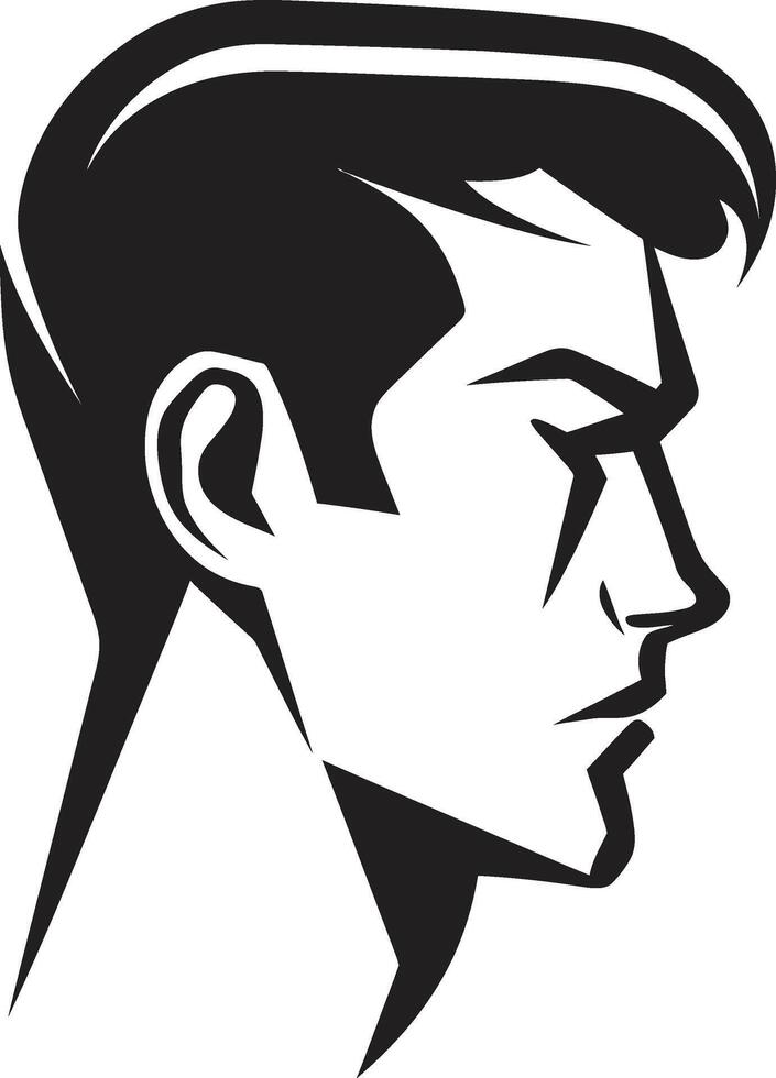 negrita mirada Insignia vector logo para confidente masculino cara ilustración esculpido sofisticación cresta masculino cara vector icono con refinado caracteristicas