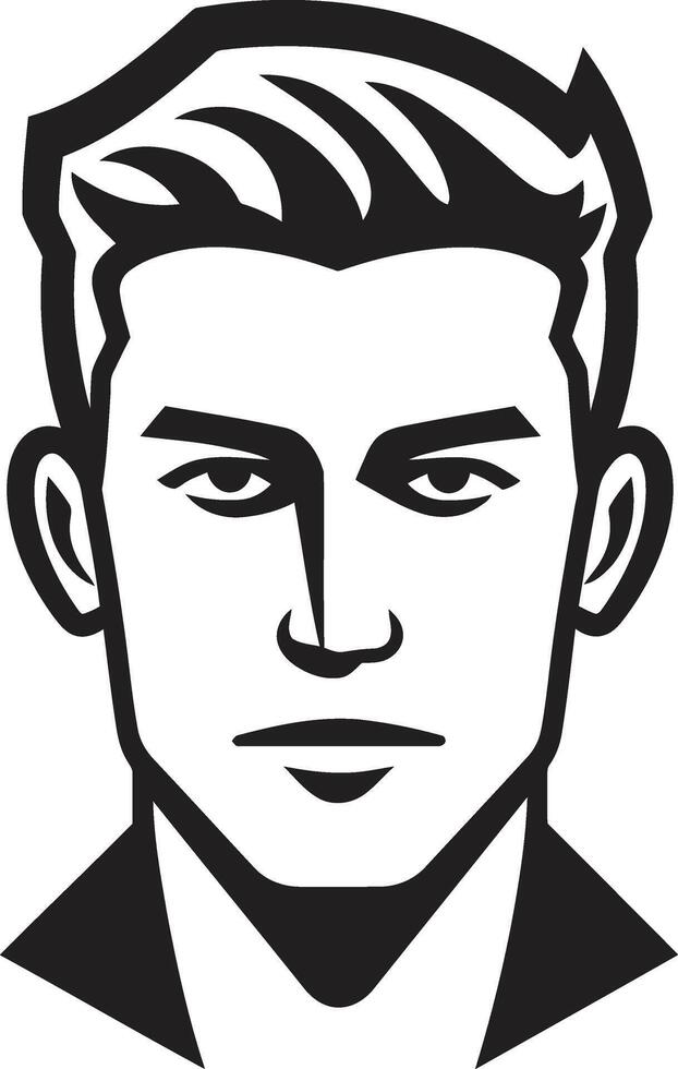 Expressive Elegance Crest Male Face Icon in Artistic Detail Refined Visage Insignia Vector Logo for Sophisticated Male Face Icon